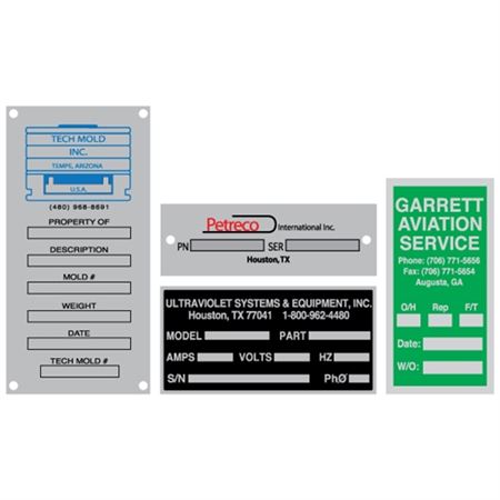 Screen Printed Aluminum Nameplates 3/4 x 2